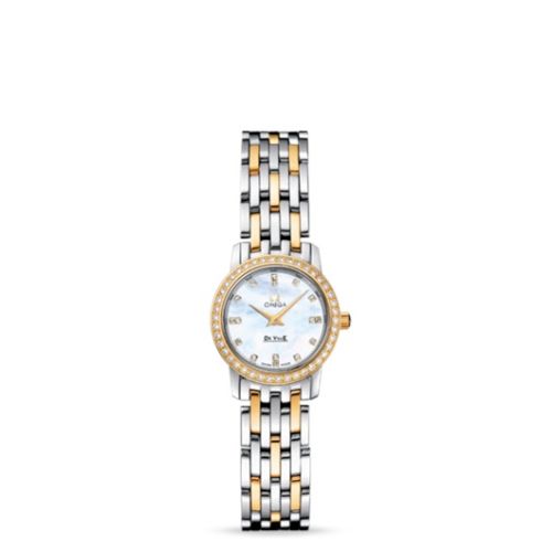 Omega De Ville Prestige Quartz 22 Stainless Steel / Yellow Gold / Diamond / MOP / Bracelet